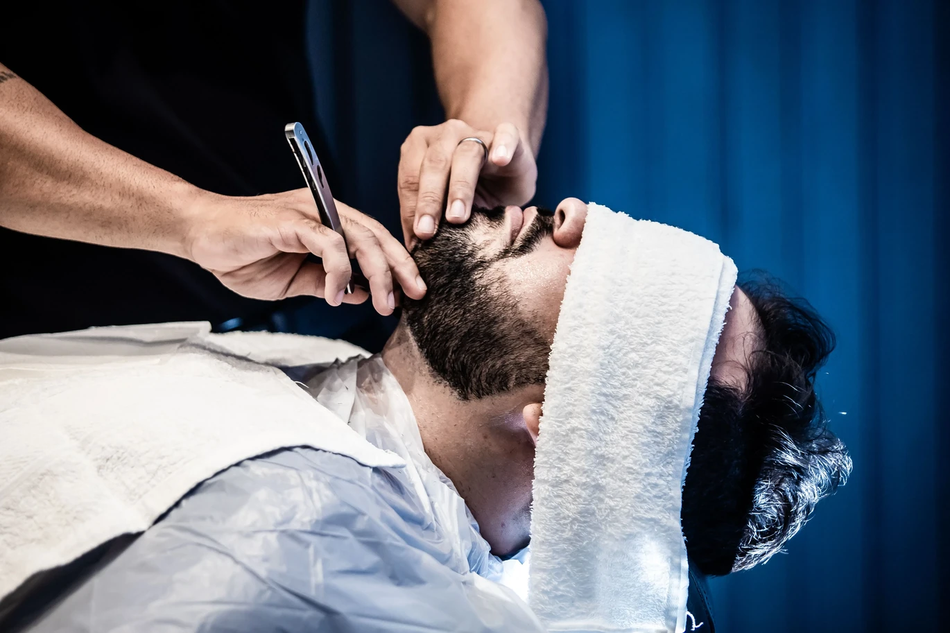 Beard trim and hot towel